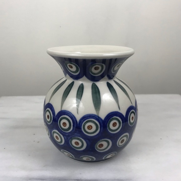 Other - Polish Pottery Handmade Olive Pattern Small Vase